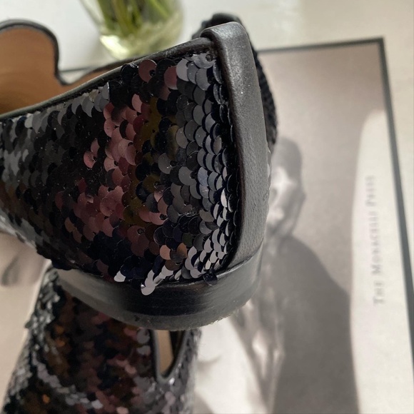Stuart Weitzman "Pipearky" Black Sequin Loafers, size 5.5 - Picture 4 of 8